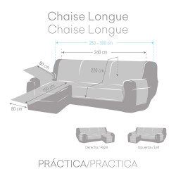 Funda para chaise longue de brazo corto derecho Eysa TURIN Gris Perla