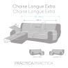 Funda para chaise longue de brazo corto izquierdo Eysa TURIN Gris Perl