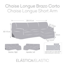 Funda para chaise longue de brazo corto izquierdo Eysa TROYA Azul 170