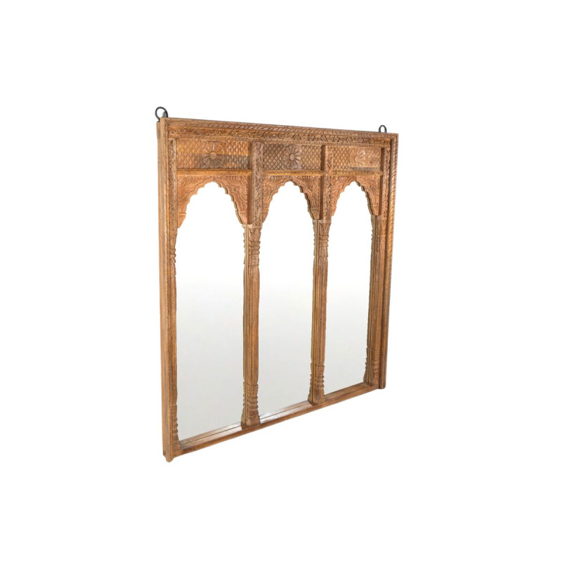 Espejo de pared Romimex Marrón Madera 150 x 150 x 10 cm Triple Espejo de pared Romimex Marrón Madera 150 x 150 x 10 cm Triple