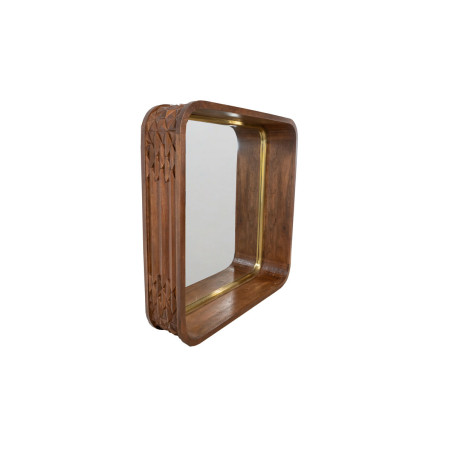 Espejo de pared Romimex Marrón Madera de mango Cuadrado 120 x 120 x 2
