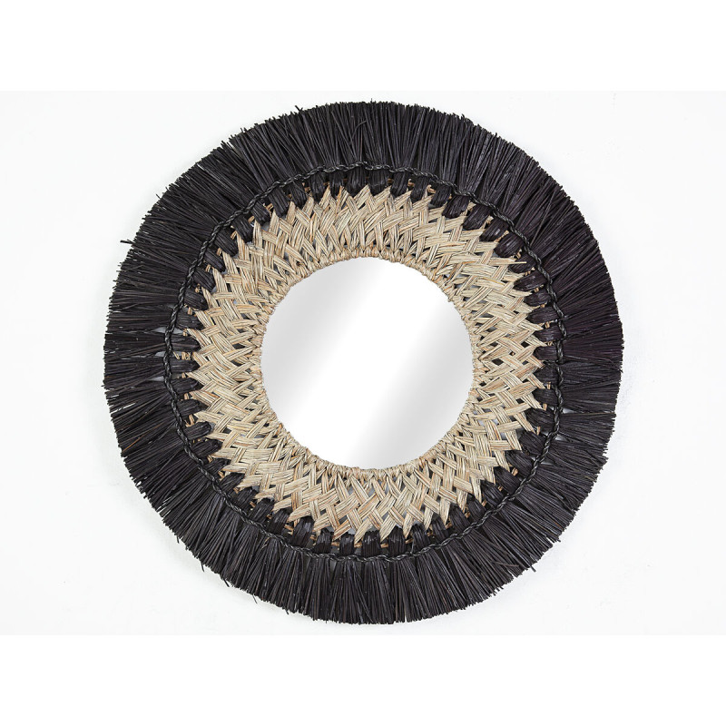 Espejo de pared Romimex Negro Natural Fibra natural Ventana 70 x 70 x