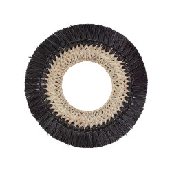 Espejo de pared Romimex Negro Natural Fibra natural Ventana 70 x 70 x