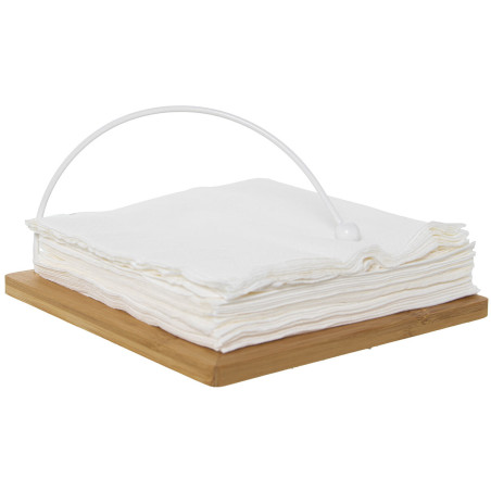 Servilletero de mesa Alexandra House Living Blanco Marrón Madera Meta
